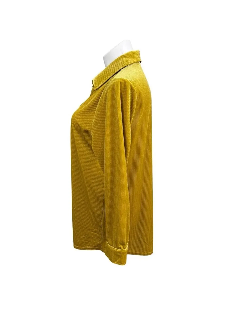Soft Surroundings Women’s‎ Velvet Button Front Shirt XL Gold Long Sleeve